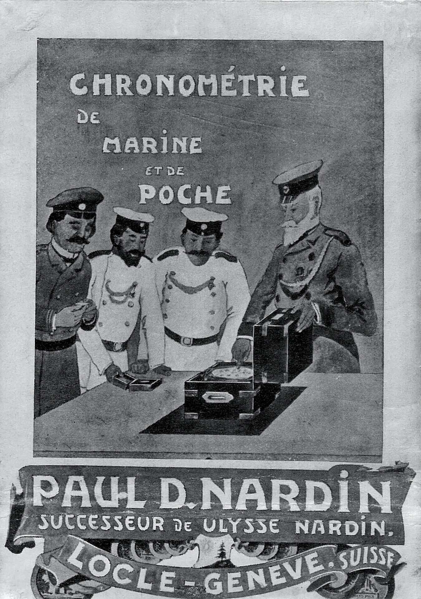 Antiguo anuncio de los cronómetros marinos de Ulysse Nardin