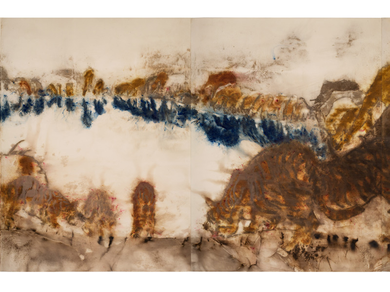 Extracto del mural de 18 metros White Tone de Cai Guo-Qiang.