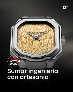 #GenevaWatchDays | @geraldcharles_official presenta el Masterlink Atelier Edition, una nueva interpretación de su reloj con brazalete integrado en la que cada carátula de Maillechort es martillada a mano por un artesano en el Atelier de la firma en Ginebra. Cientos de impactos controlados crean una superficie de pequeñas facetas que captura y dispersa la luz; por la propia naturaleza del proceso, no existen dos carátulas idénticas.
El reloj conserva la caja de acero de 38 × 38 mm y solo 7.99 mm de grosor, hermética hasta 100 metros, junto con el brazalete integrado que prolonga las geometrías de la caja. Trabaja con el calibre automático ultraplano GCA 1000, de 2.67 mm, con microrrotor descentrado y 50 horas de reserva de marcha. Disponible en Golden Rose, Rhodium y Golden Yellow, el Masterlink Atelier Edition está limitado a 25 piezas por color.
#GeraldCharles #Masterlink #TiempoDeRelojes