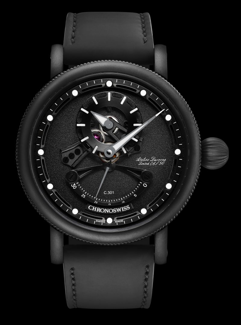 Frontal del Open Gear Black Ice de Chronoswiss