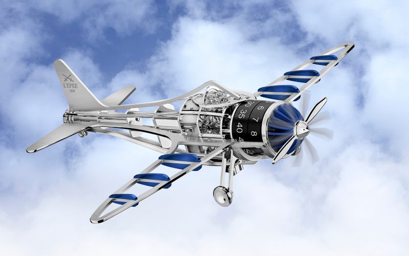 El relo avión de L'Epée en version acero y azul
