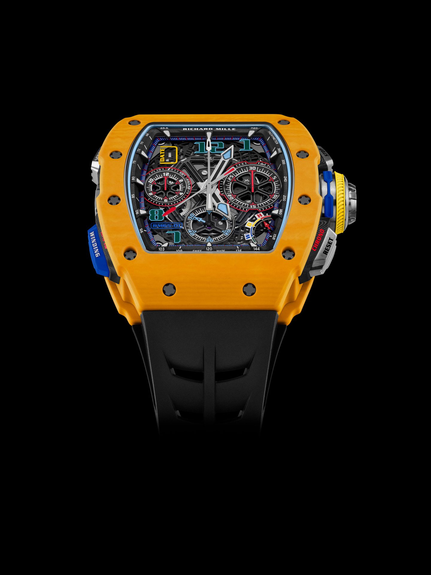 Richard Mille RM 65-01 Cronógrafo Automático Rattrapante en amarillo oscuro. 
