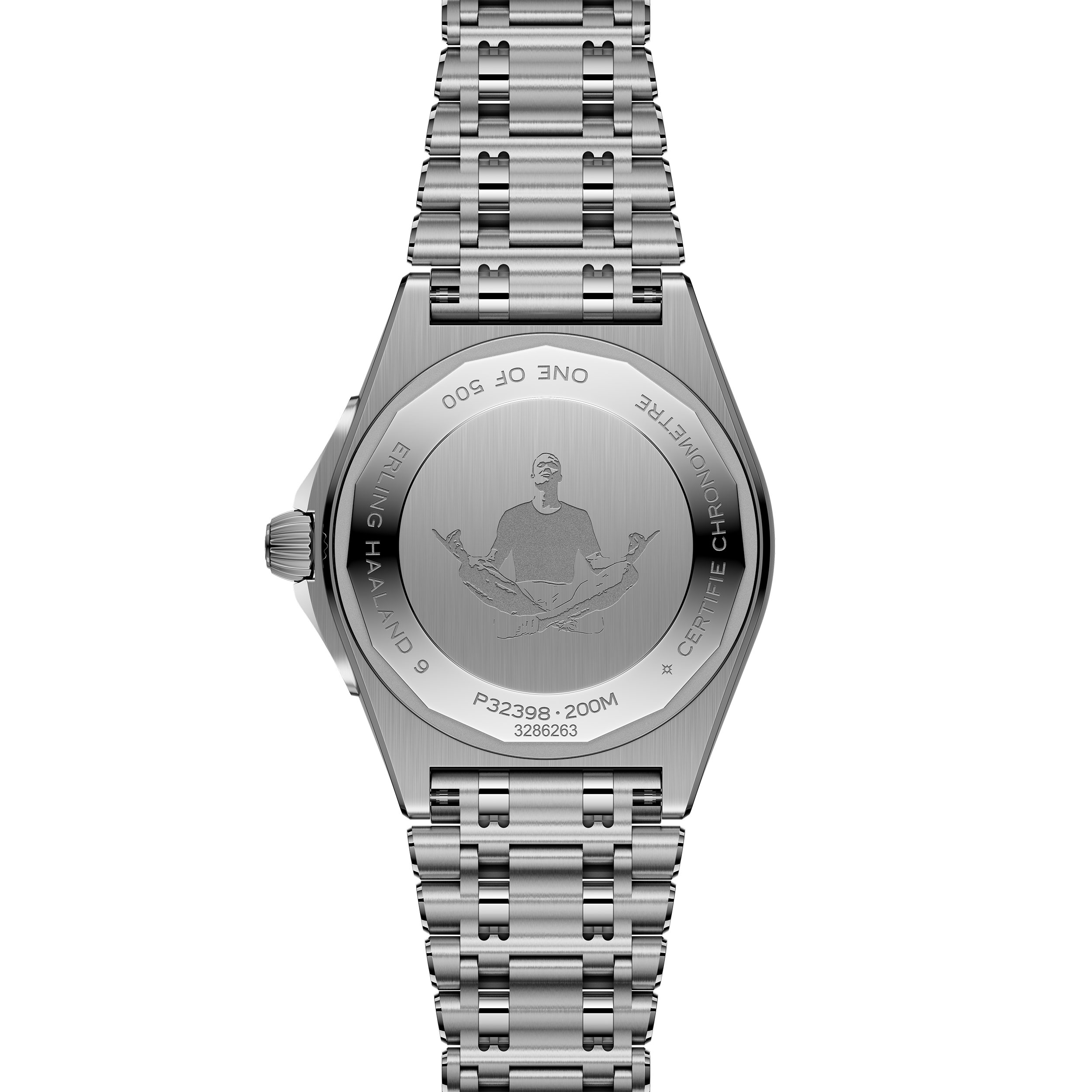 Fondo del Breitling Chronomat Automatic GMT 40 Erling Haaland